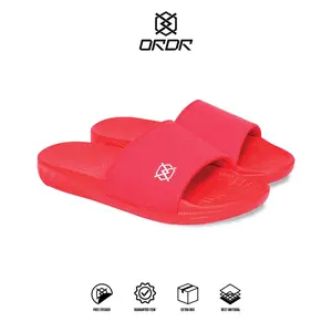 ORDR Official - Astra Red Sandal Pria Casual Slip On Slop Slide Ringan Anti Licin Sendal Selop Kasual