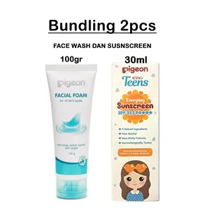 [PAKET HEMAT 2PCS] Pigeon Teens Facial Foam 100ml & Everyday Sunscreen SPF35 PA+++ 30ml Sabun Cuci Muka & Sunblock Remaja