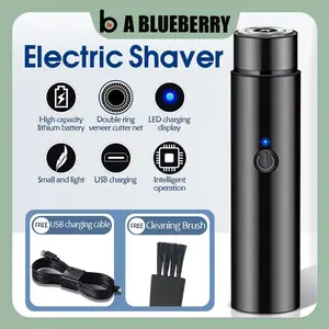 A BLUEBERRY Alat Cukur Elektrik Portable Mini Shaver Isi Ulang USB Shaver Travel untuk Pria dan Wanita Pisau Cukur Jenggot Recharge
