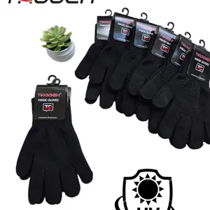 Satu Lusin 12pcs Sarung Tangan Hitam Polos Full Jari Rajut Unisex Kualitas Premium Tebal Setengah Lusin 6pcs Sarung Tangan Taggeh Hitam Polos