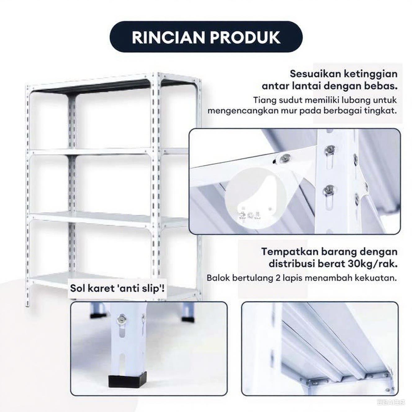 Rak Sudut Baja Full 5/6 Lapisan Tersedia Rak Penyimpanan Serbaguna Cocok untuk Berbagai Skenario Sepanggah Gudang Supermarket Dapur dll Beban Tahan dan Tahan Lama 1,2 mm Ketebalan Plat Besi 3/4/5/6 Tingkatan Ketinggian Rak Sudut Baja Full 5/6 Lapisan Tersedia Rak Penyimpanan Serbaguna Cocok untuk Berbagai Skenario Sepanggah Gudang Supermarket Dapur dll Beban Tahan dan Tahan Lama 1,2 mm Ketebalan Plat Besi 3/4/5/6 Tingkatan Ketinggian
