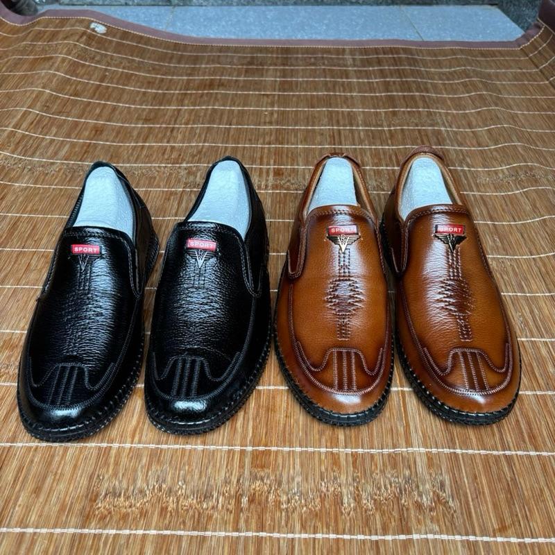  M09 giày lười da bò sần đế cao su 