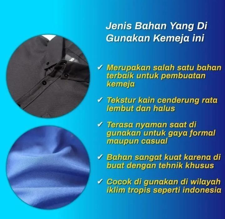 Product Introduction of Paket 2 Pcs Kemeja Polos Lengan Panjang Catun Casual Slimfit  Baju Dinas Kantor  Kancing Kerah Simple Standar Putih Navy Nyaman Variasi Santai Pria Kerja Hitam Basic 3