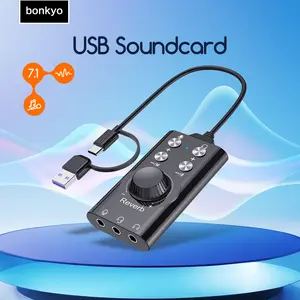 Bonkyo Sound card 7.1 - pengubah suara multi-mode, transmisi suara berkecepatan tinggi Bluetooth 5.3, surround virtual 7.1, menciptakan pengalaman suara terbaik!