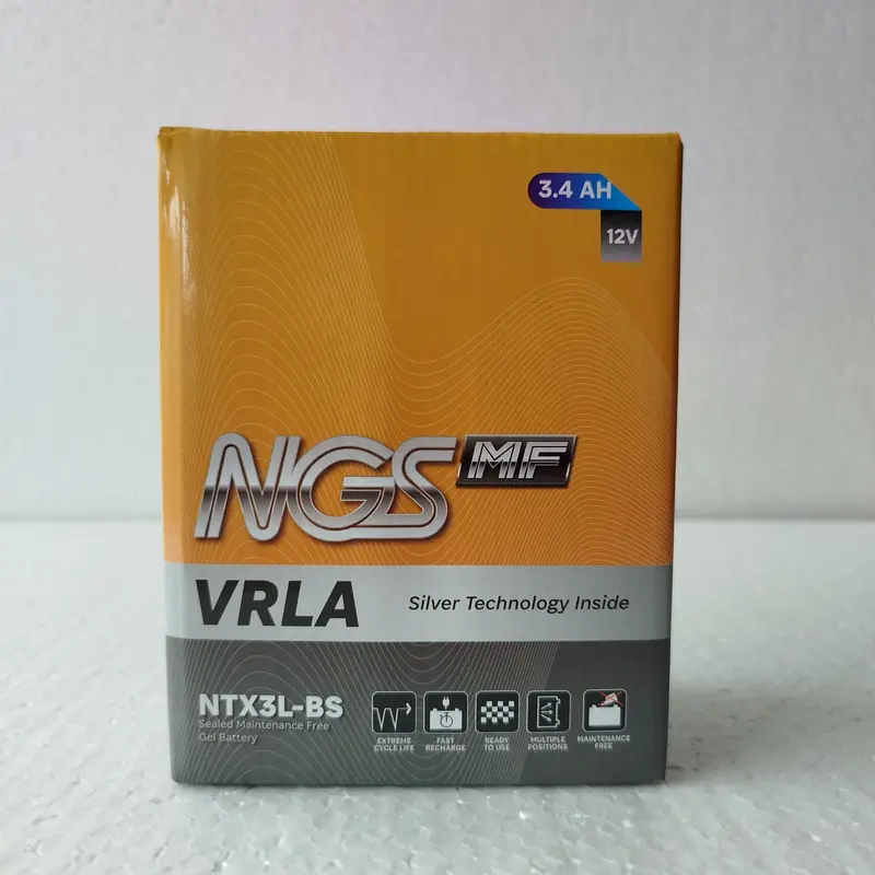 Aki MOTOR RX-KING 3,4 AMPER MTX3L BONUS KARET AKI NGS NTX3L-BS Aki kering  NINJA R 150 NINJA SS SATRIA S AKI GEL SILVER TEKNOLOGI Motorcycle 3