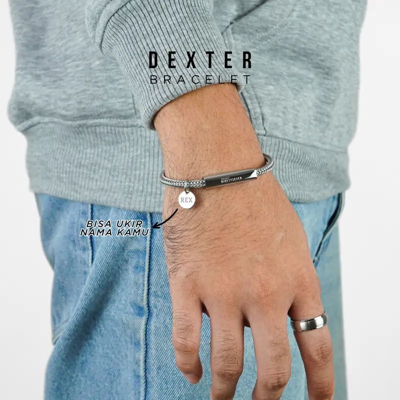 PROJECT NINETYSEVEN - DEXTER Bracelet - Gelang Tangan Bebas Custom Nama Pria Wanita, Anti Karat, Mewah, Elegan, Korean Look 4