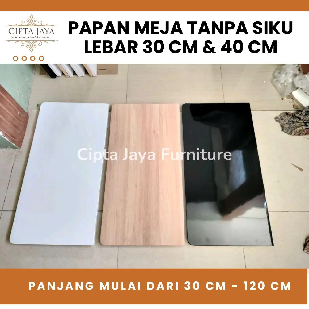 Papan Kayu TANPA SIKU LIPAT/ BRACKET Meja Ambalan Lebar 30 40 cm Furnitur Kamar Estetik Lipat Tempel Dinding Kayu Belajar Lesehan Gantung Laptop Besar Kecil Besi Makan Setrika Polos Minimalis Gaya Korea Anak Kerja Kasir Jualan