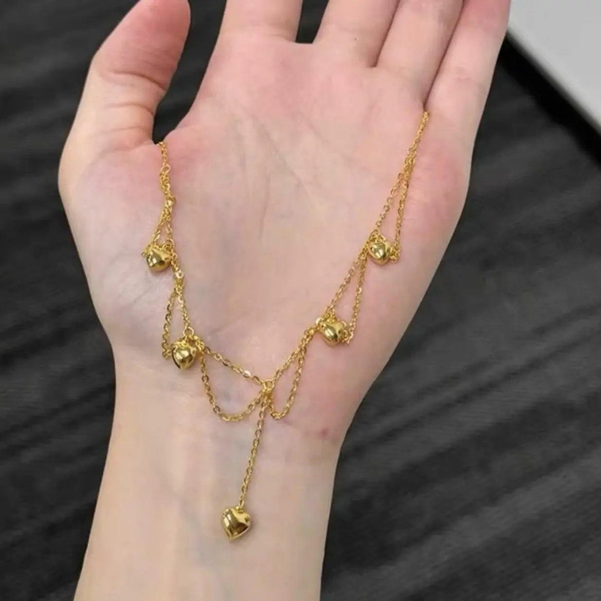 Filigree Openwork Heart Tassel Necklace