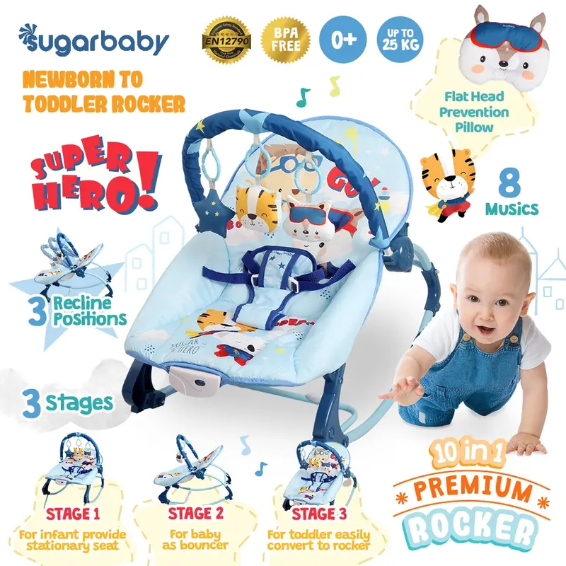 Sugarbaby 10in1 Premium Rocker/Ayunan Bayi/Bouncer Bayi/Kursi Goyang Manual Bayi 4