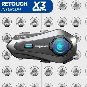 Intercom Retouch X3 Pro Intercom Helm Motor Bluetooth | Interkom Helm | Waterproof IP56 Music Sharing Dual Chip Super Bass HiFi Sound 1000 mAh 18 Jam Bicara