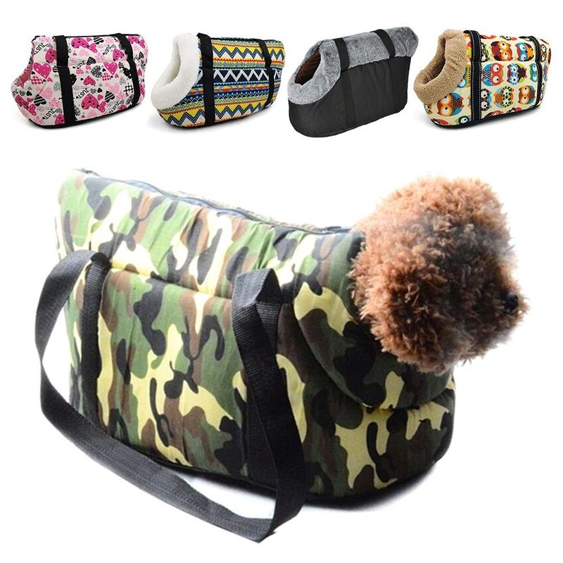 thfeng Winter Camouflage Sling Backpack Handbag Comfort Tote Shoulder Pet Carrier Bag Dog Warm Fleece Handbag Puppy Cat Dog Bags Outdoor Hiking Travel 0