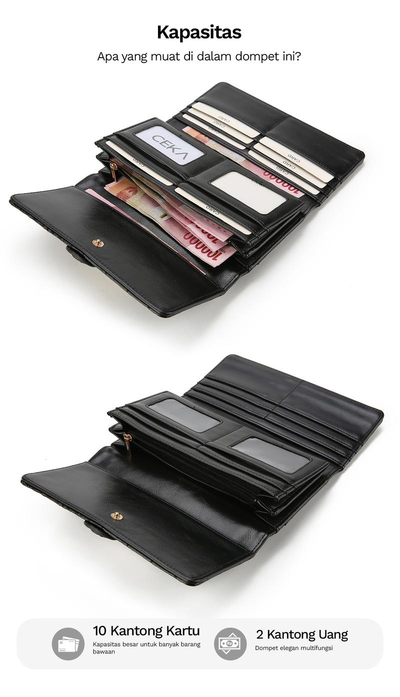 Product Introduction of CEKA Dompet Wanita Serbaguna Panjang Dompet Croco Kulit Dompet Kartu Terbaru - Lindex Long Wallet 38