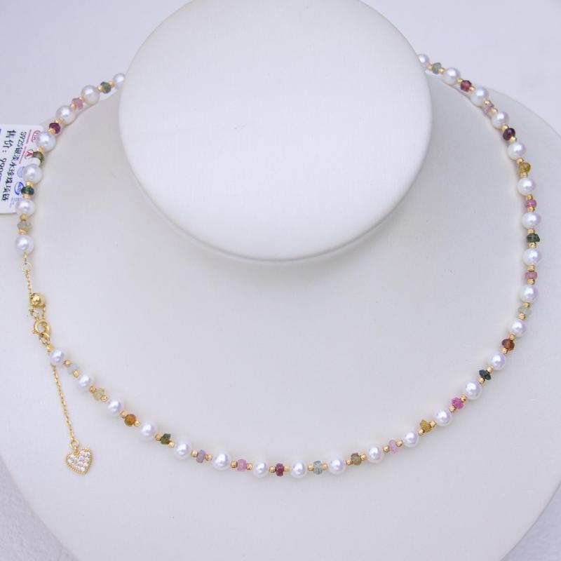 Product Introduction of Shuiyu S925 silver freshwater nuclear free white "rainbow'tourmaline pearl necklace 5-6mm near perfect circle flawless ZH13131 1