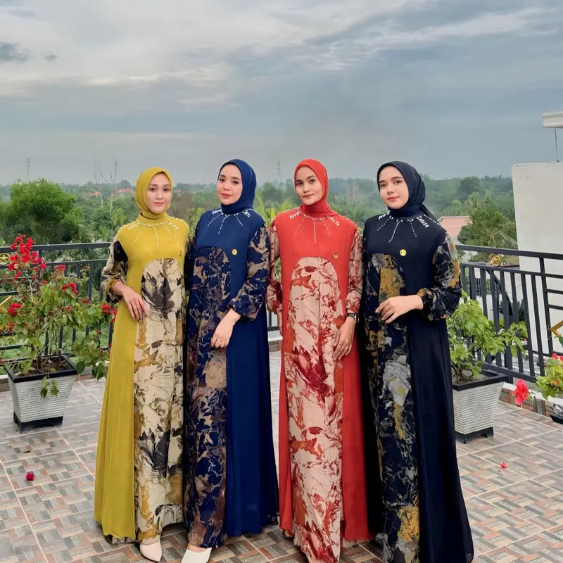 (READY) TUTUNAJWA Alyssa Dress Akar Mix Outer Gamis Set Hijab 1