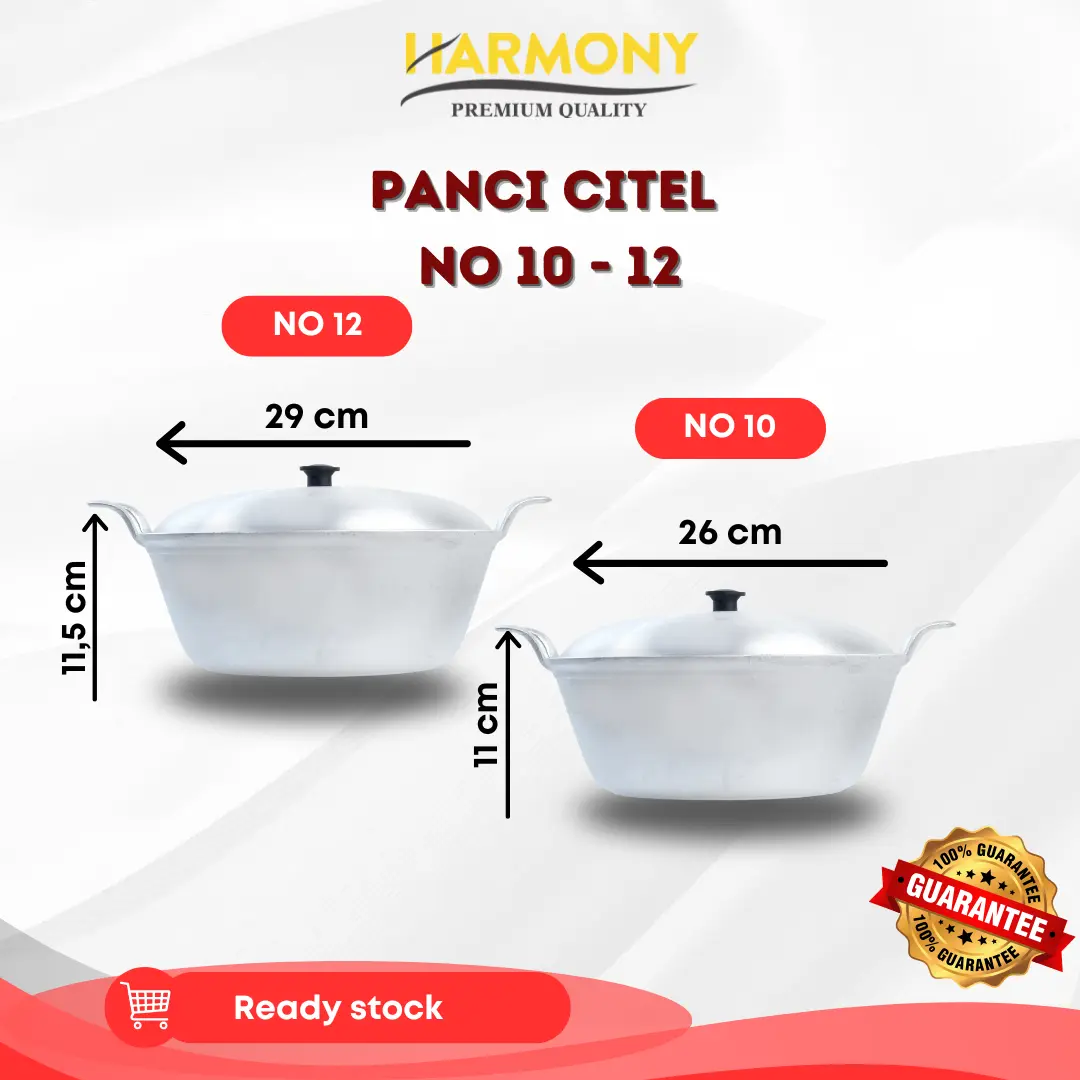 Panci Citel NO 10-12 CM KATEL atau CITEL Aluminium Tebal Dengan Tutup Bergaransii Kitchenware By Harmony