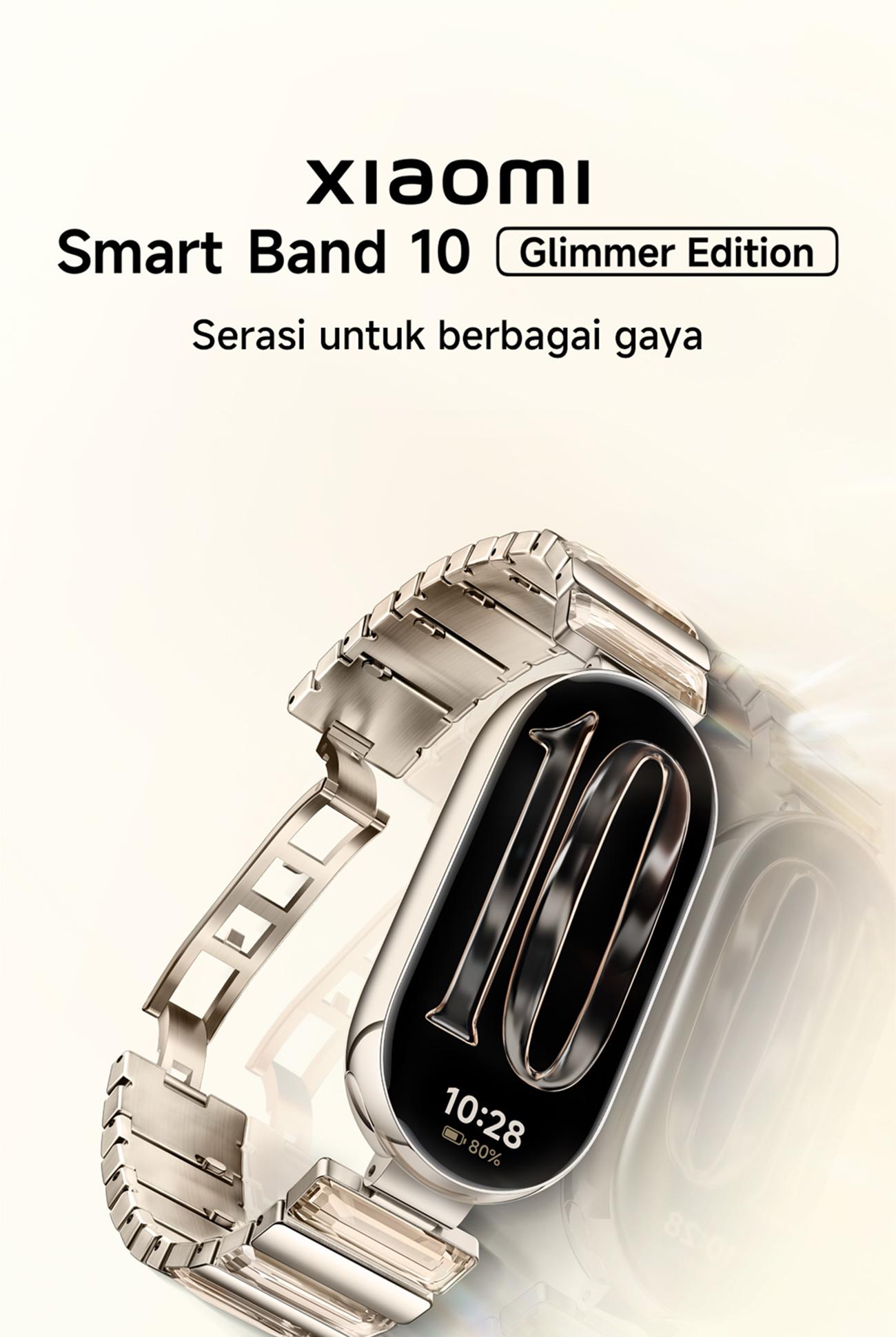 [toni_cu] Xiaomi Smart Band 10 | 1.72" AMOLED display in a sleek design | Premium style with colorful and ceramic frame edition | Premium metal strap with crystal-glass glimmer edition | 150+ sports modes with sleep and heart tracking [Official Store]