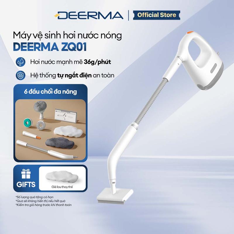 Máy vệ sinh hơi nước nóng Deerma ZQ01 đi kèm 6 đầu chải đa năng làm sạch mọi…