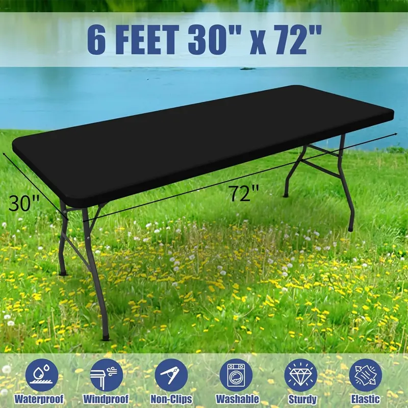 Elastic Band Outdoor Dustproof Patio Table Cover Rubber Band Picnic Table Cloth 4FT6FT Elastic Table Cover