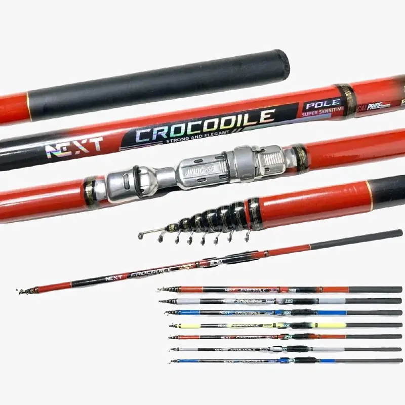 Set lengkap joran Pancing tegek NEXT CROCODILE bahan fiber kuat sudah dapat Reel dengan accesorisnya 4