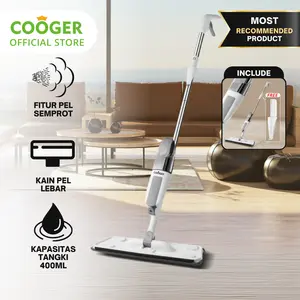 [OS COD] COOGER Alat Pel Lantai New White Aurora Spray Mop Automatic Water Tank Alat Pel Semprot Dengan Tangki Isi Air Otomatis Karet Gagang Kain Stainless