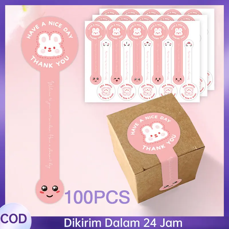 Isi 100pcs Stiker Segel Label  Diy Sticker Segel Kado & Kemasan Segel Makanan Label Makanan Handmade Label （Thank You Have A Nice Day）