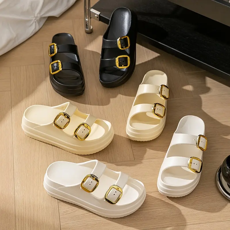 Esdief Sandal Wanita Wedges Sandal Selop EVA Jelly Karet Kekinian Empuk Ringan Anti Slip sandal  wedges korean style 0