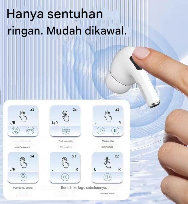 AI TWS Original TWS Earphone Nirkabel Bluetooth 5.3 Dual MIC Stereo Noise Reduction Bass HIFI Touch Control Earbuds