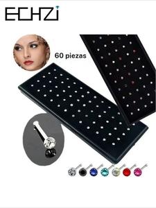 Arete de botón para la nariz de acero inoxidable con decoración de diamantes de imitación, joyería corporal para hombres y mujeres, joyería moderna y exquisita que combina con todo para regalo de cumpleaños