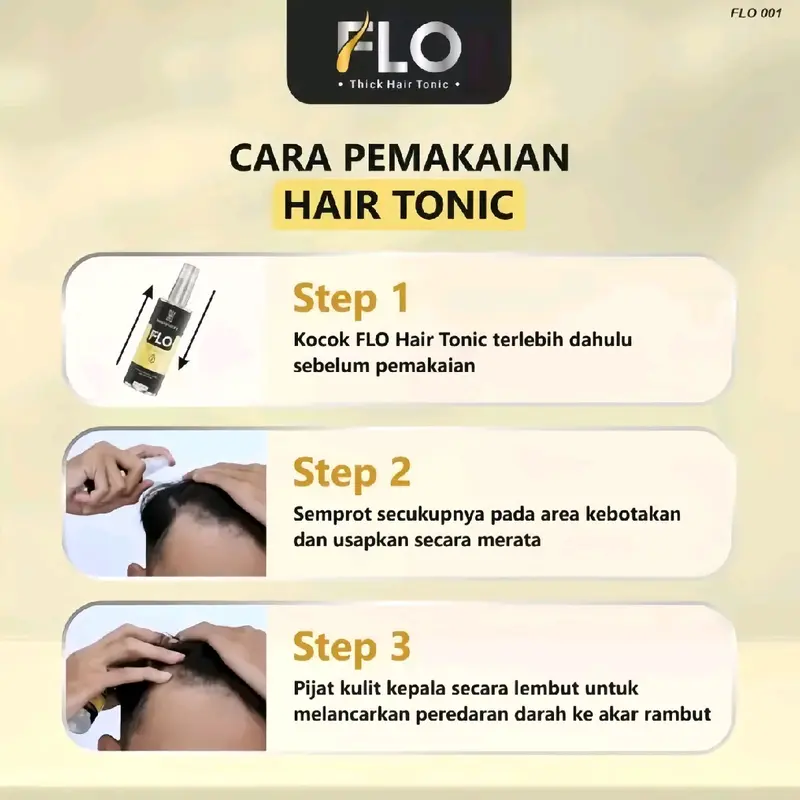 PROMO!!BUY 2 + GET 1 FLO HAIR TONIC Penumbuh Rambut-Kebotakan Dini Original Perawatan Pemanjangan  BPOM  Haircare perawatan rambu Rontok 3