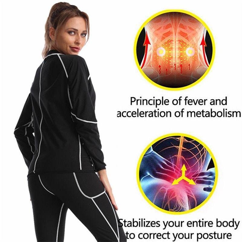 Product Introduction of Sauna Suit Set Sweat Suit for women Long Sleeve Zipper Shirt and Leggings for Comfort and Performance Workout Top Slimming Sauna Shirt Weight Loss Compression fast sweating track suit Gym Weightlifting Running Fitness Cycling Yoga Pilate 18