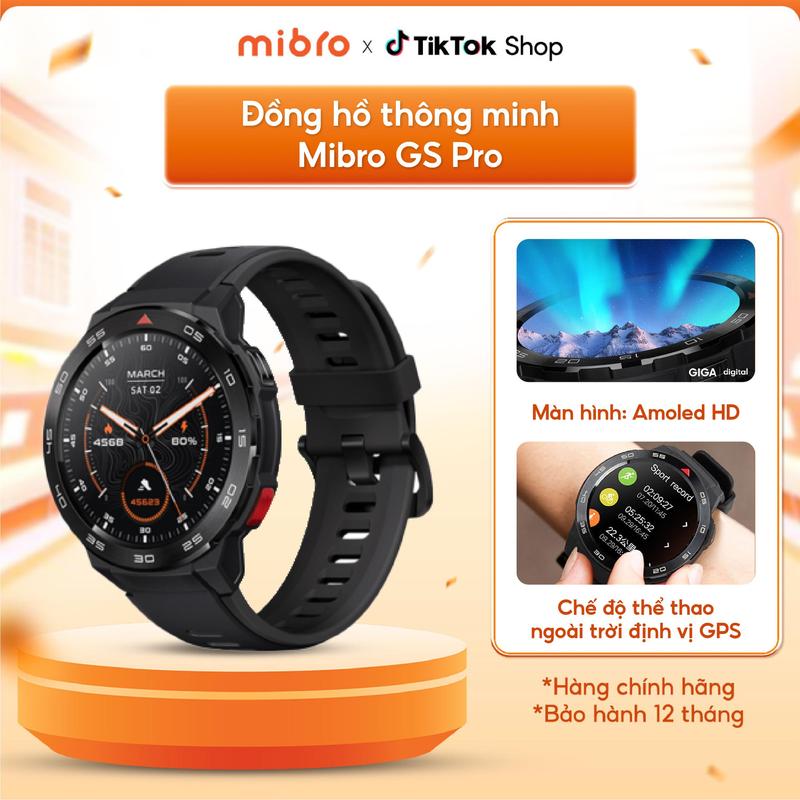 Đồng Hồ Thông Minh Mibro GS Pro - Nghe Gọi Bluetooth - Màn Hình Amoled HD 1,43" | Smartwatch Định Vị GPS Độc Lập Kháng Nước 5ATM | Sử dụng pin 24 ngày - Kết Nối STRAVA - Bảo Hành 12 Tháng