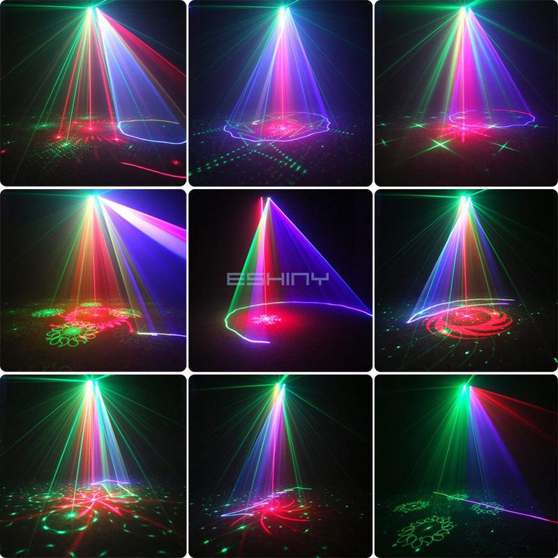 Product Introduction of ESHINY 800mW 2in1 RGB Laser Beam RG 64 Patterns Stage Disco Light DJ Scanner DMX512 Dance Bar Party Holiday Christmas Colorfull Effect System Show X4 6