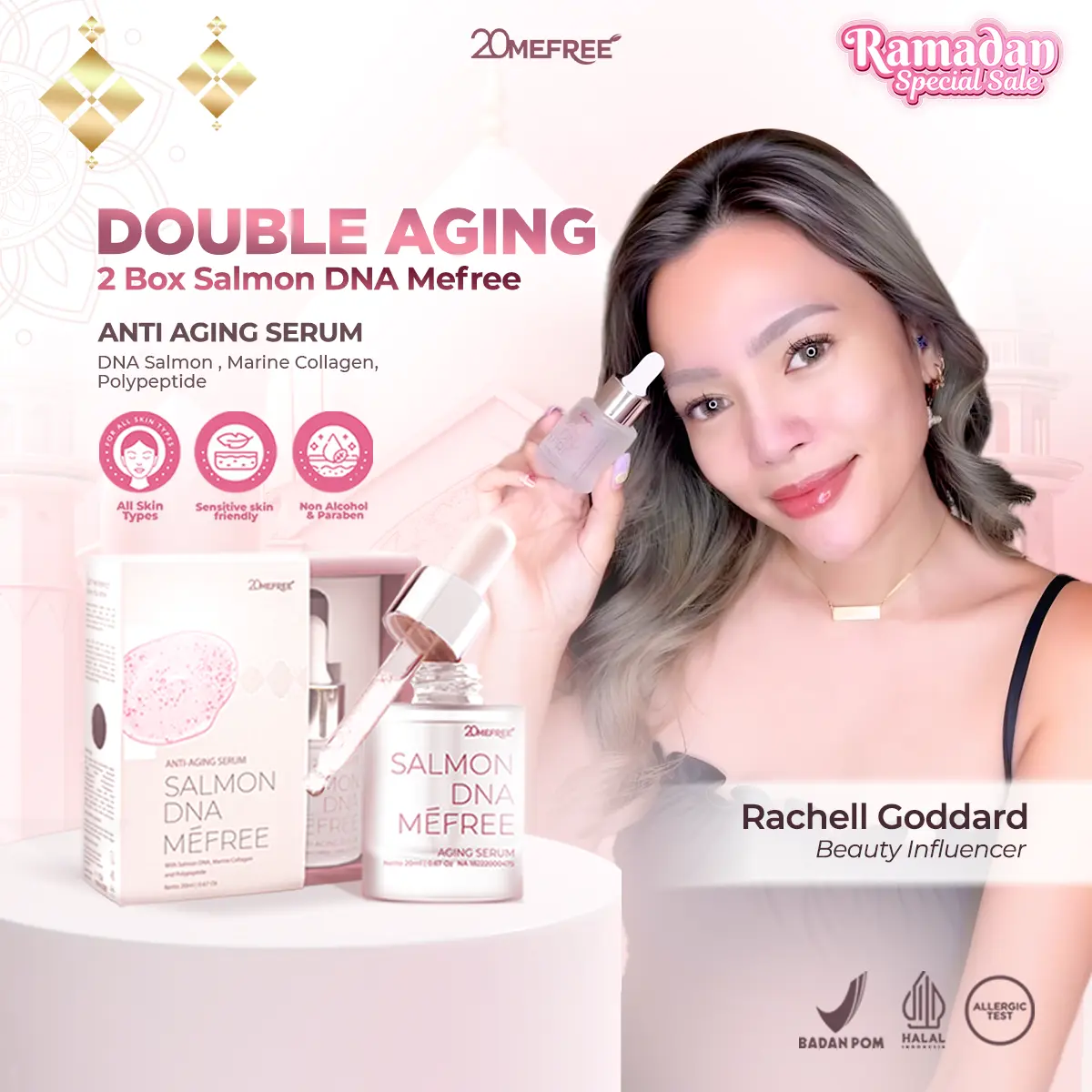 Double Aging - 2 Box Salmon DNA Mefree - Anti Aging Serum for All Skin