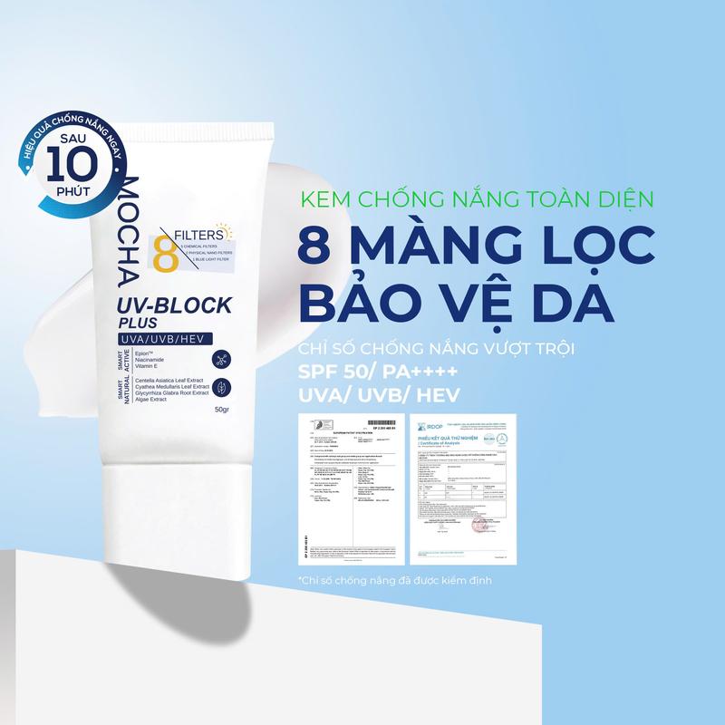 Kem Chống Nắng Mocha Derma + sữa rửa mặt B5