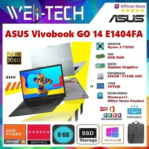 ASUS Vivobook Go 14 E1404FA Ryzen 3-7320U 8GB 512GB SSD 14"FHD Win11 OHS