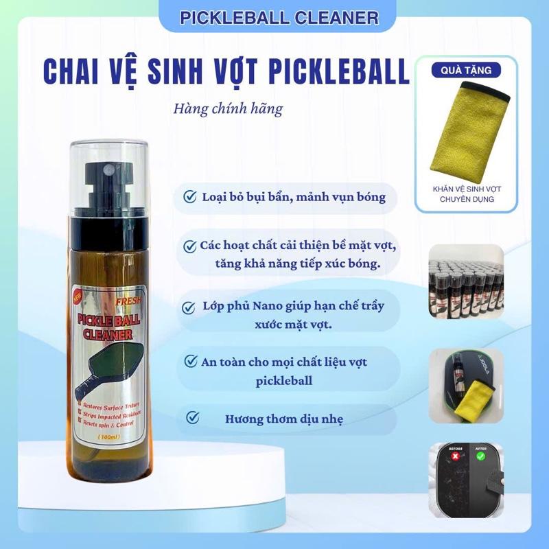 HÀNG CHÍNH HÃNG CÔNG TY Chai vệ sinh vợt pickleball cleaner xịt mặt vợt pickleball loại bỏ bụi bẩn mảnh vụn bóng an toàn trên mọi chất liệu vợt pickleball Tặng kèm khăn lau chuyên dụng