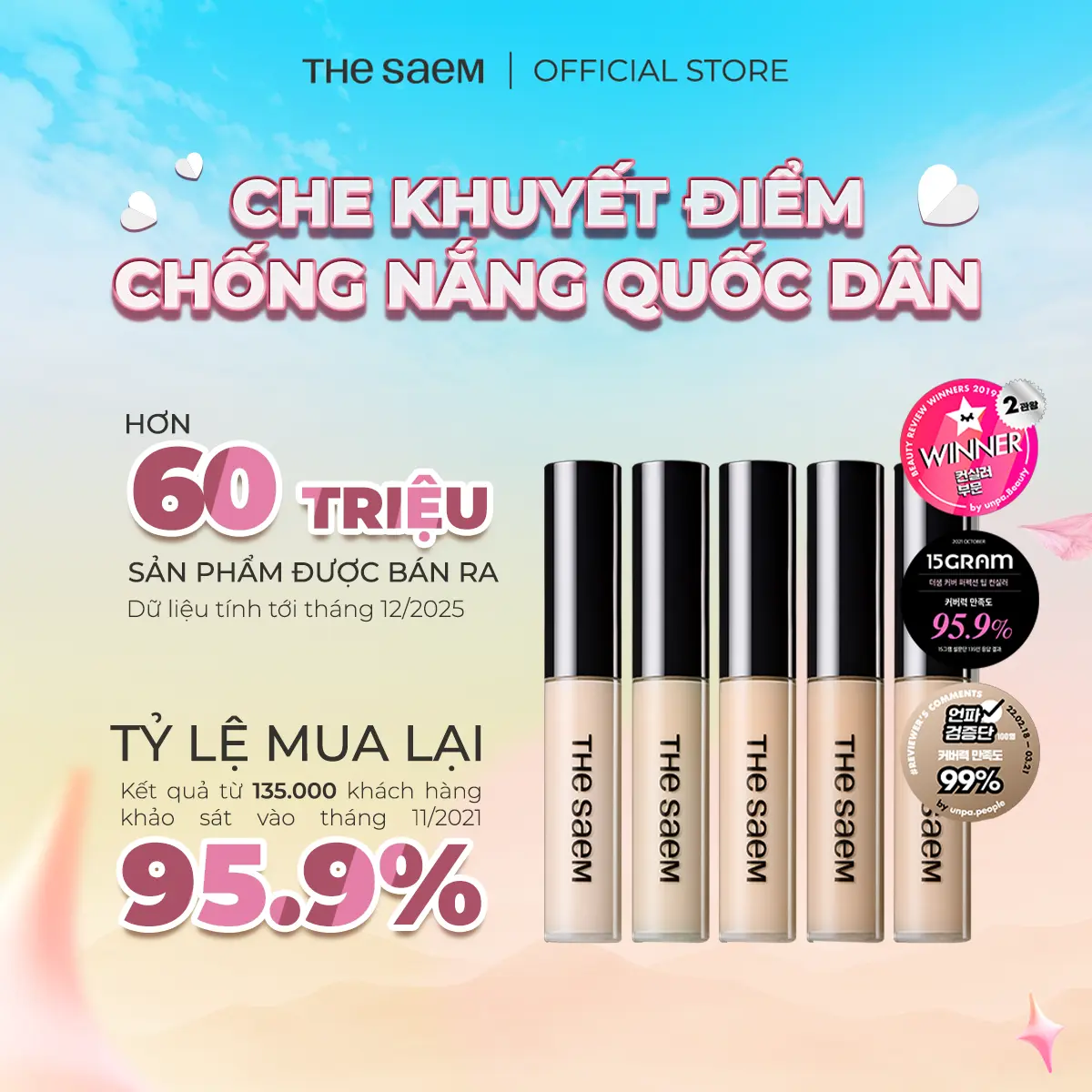 [MALL] Che khuyết điểm chống nắng che phủ cao THE SAEM Cover Perfection Tip Concealer