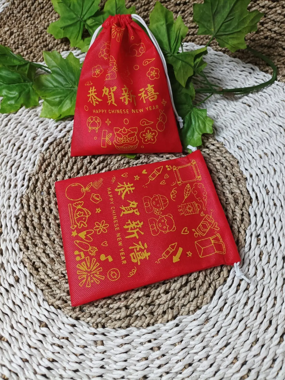 Serut Angpau Imlek  -  Kantong Serut - Amplop Imlek Merah - Kantong Serut imlek - Angpau imlek