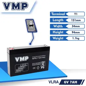 Baterai VMP 6V 7AH 20Hr Aki Battery VRLA AGM UPS Mainan. Original Garansi Resmi 1 Tahun Packing Aman