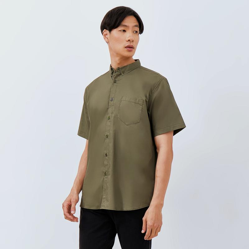 M231 Kemeja Pria Basic Polos Oxford Pendek Army 1457P 1