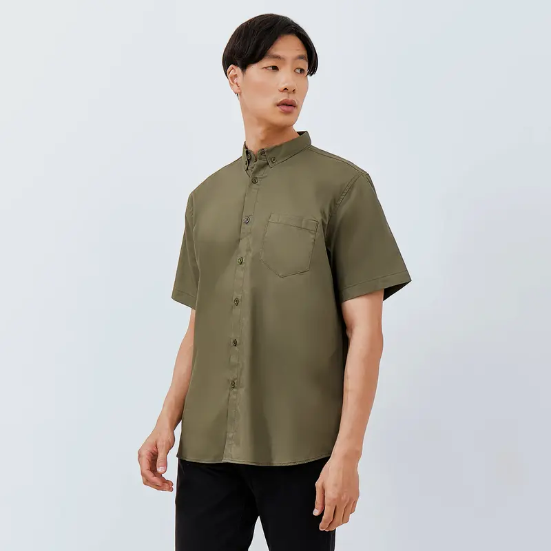 M231 Kemeja Pria Basic Polos Oxford Pendek Army 1457P 1