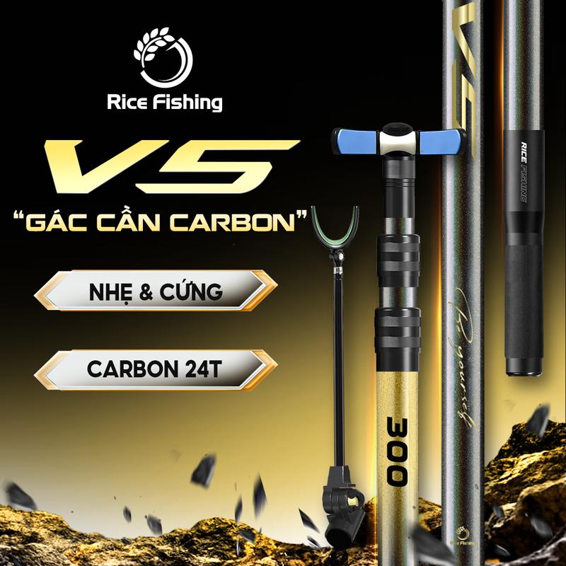 Gác cần câu đài V5 Rice Fishing chống cần Tổng Hợp Carbon 24T KK-66