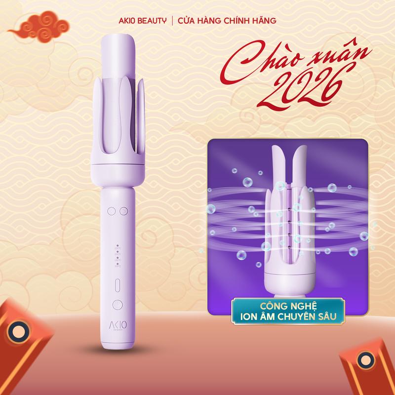 Máy uốn tóc tự động AKIO PREMIUM trục 32mm công nghệ ION âm đặc biệt lớp phủ gốm Tourmaline 3 mức nhiệt tùy chỉnh bảo hành 24 tháng 