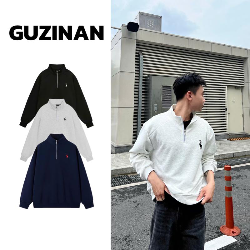  Áo Sweater Cổ Zip Vải Nỉ 2 Da Mềm Mịn Dày Dặn Có Khóa Cổ Fom Rộng Unisex Nam Nữ 2025 