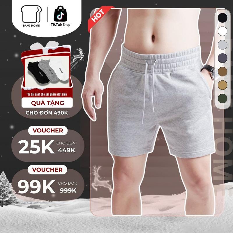 Quần short nam chất vải nỉ chân cua cao cấp lưng bản rộng form trên gối QN08 - BAMIHOME store