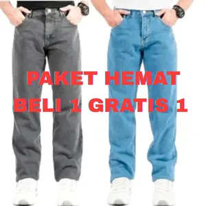 Cuci Gudang-Beli 1 Gratis 1 Celana Panjang Jeans Standar Reguler Size 27-38