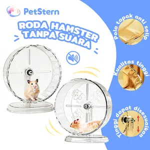 PetStern Roda Lari Hamster 18cm Kincir Running Wheel Akrilik Bening Tinggi Dapat Diatur Ada Stand Dudukan Anti Bising Silent Anti Jepit