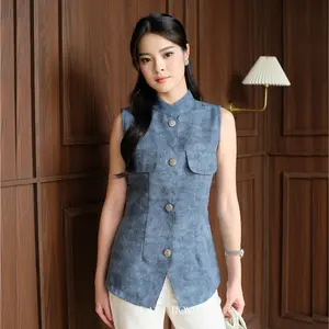 [EastRose] Agua Top | Atasan Wanita | Top Wanita | Kemeja Tanpa Lengan | Kemeja Wanita | Baju Imlek Wanita Panjang Rompi Basic Hitam Casual Kamisol