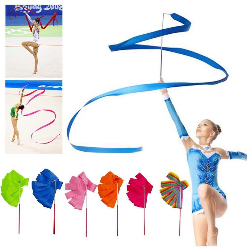 Product Introduction of 2M 4M Colorful Dance Ribbon Gym Rhythmic Art Gymnastic Streamer Gymrama Ribbo Stick Rod X3Z0 19