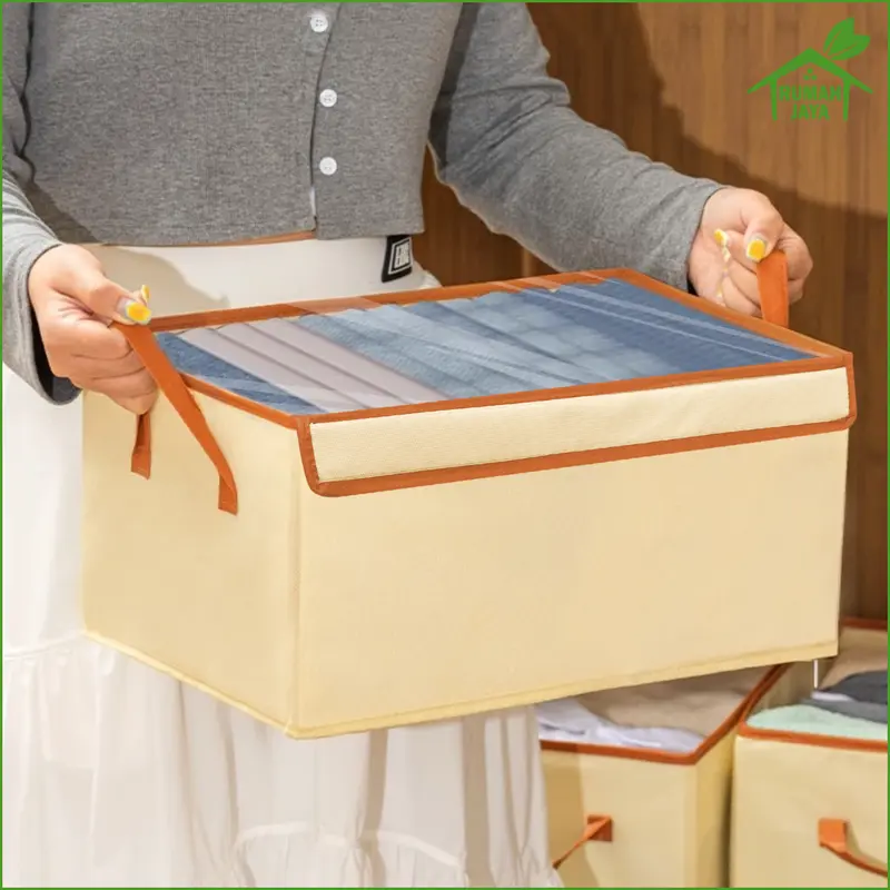 RJO - Kotak Tempat Penyimpanan Baju / Kotak Penyimpanan Lipat Organizer Box Kationik / Buku/ Mainan / Selimut / Box Organizer Besi Pakaian 5